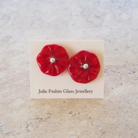 red flower earrings