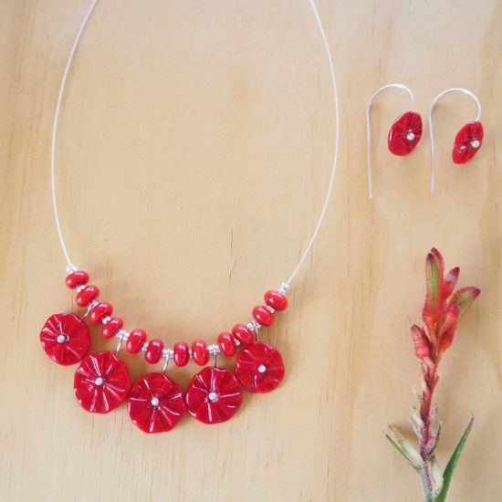 red glass jewellery