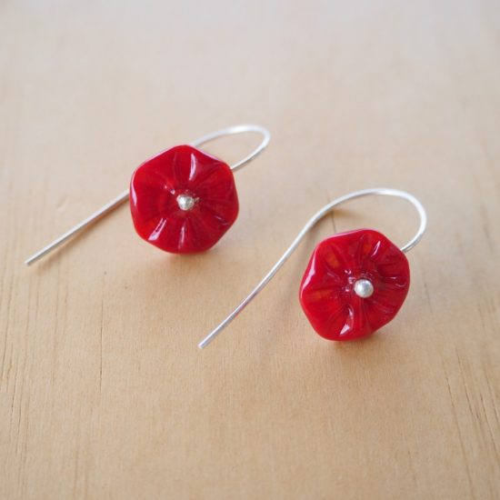 red glass earrings