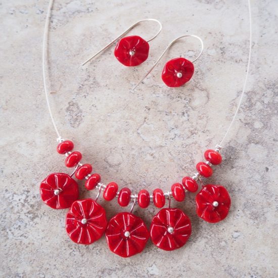 red glass jewellery