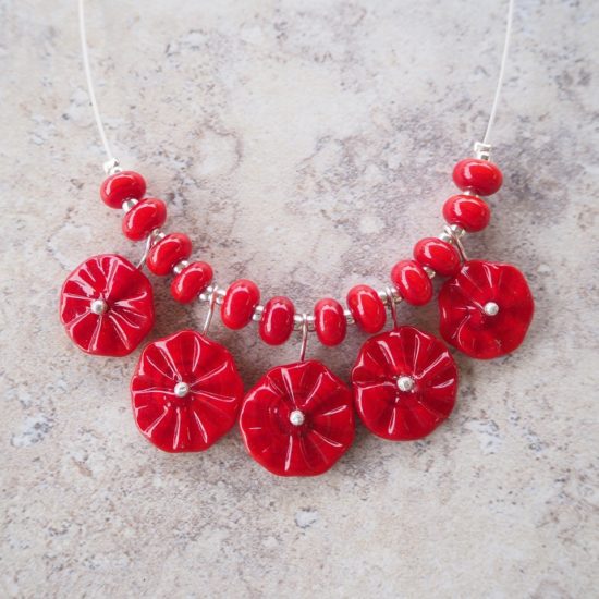 red glass necklace