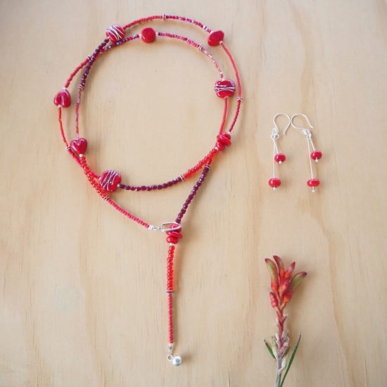 red glass jewellery