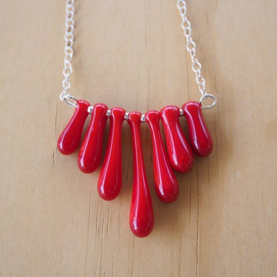 red glass necklace