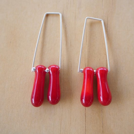 red glass earrings