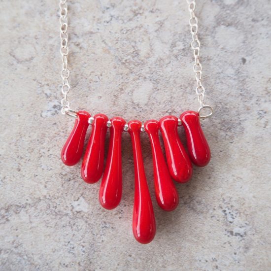 red glass necklace