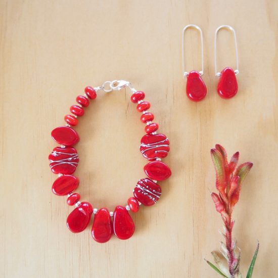 red glass jewellery