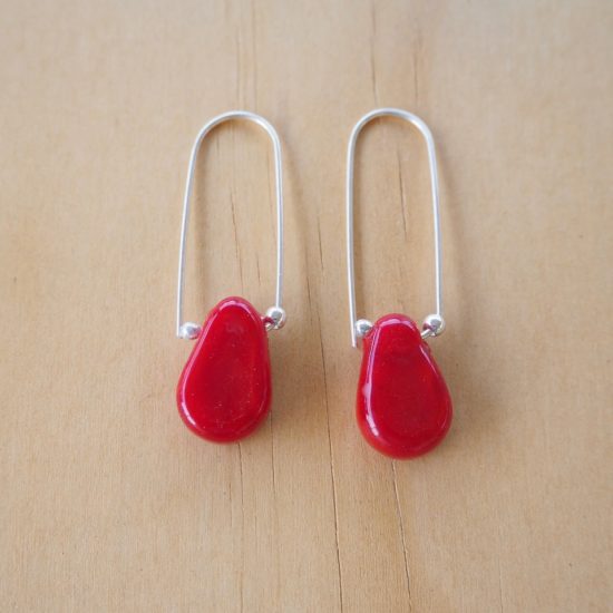 red glass earrings