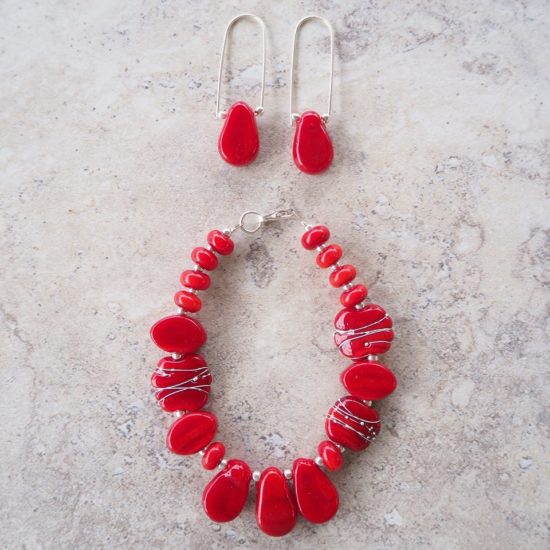 red glass jewellery