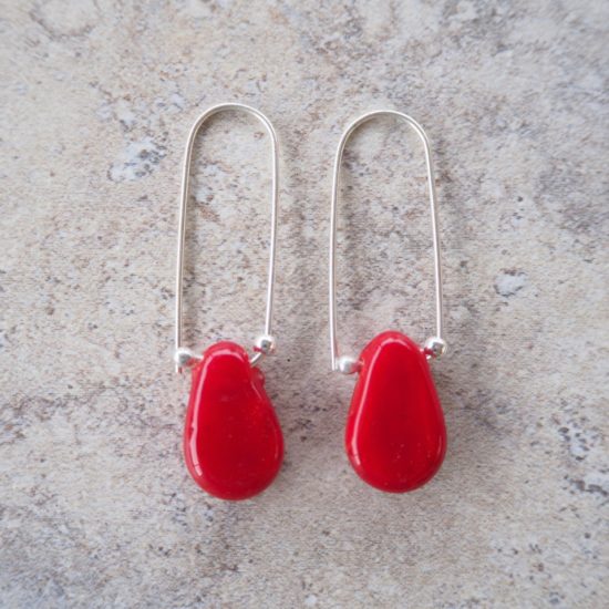 red glass earrings