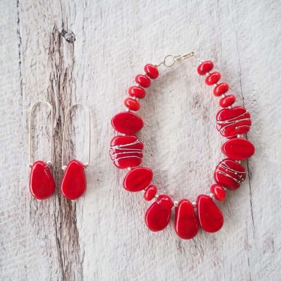 red glass bracelet