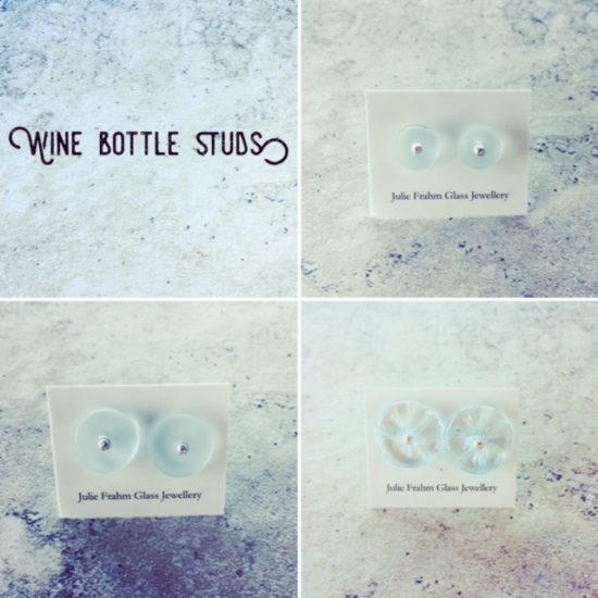 recycled glass stud earrings