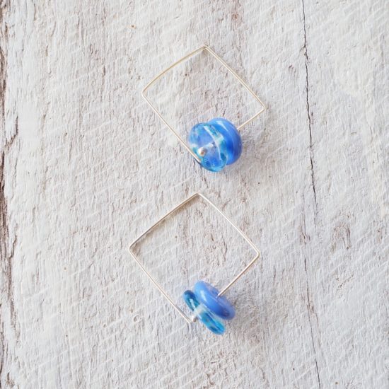blue glass bead earrings