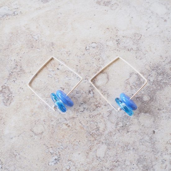 blue glass bead earrings