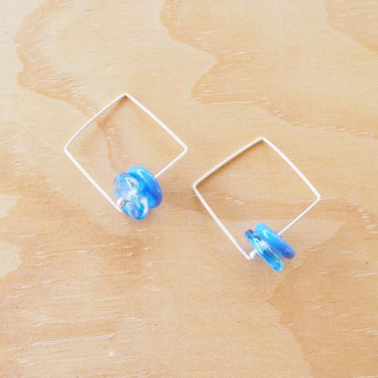 blue glass bead earrings