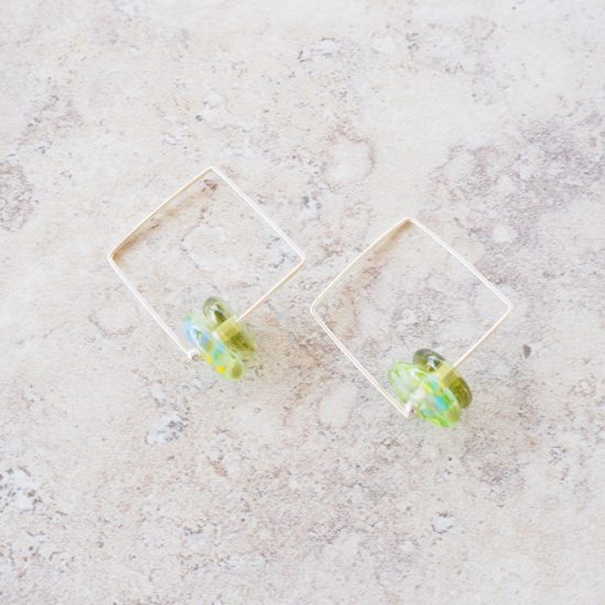 green glass bead earrings