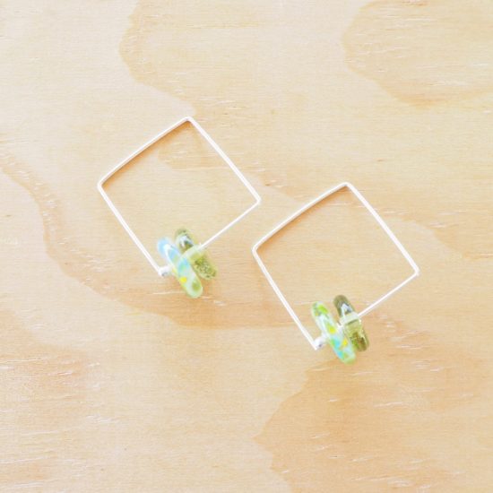 green glass bead earrings