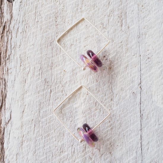 purple glass bead earrings