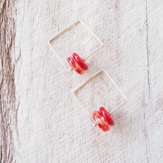 red glass bead earrings