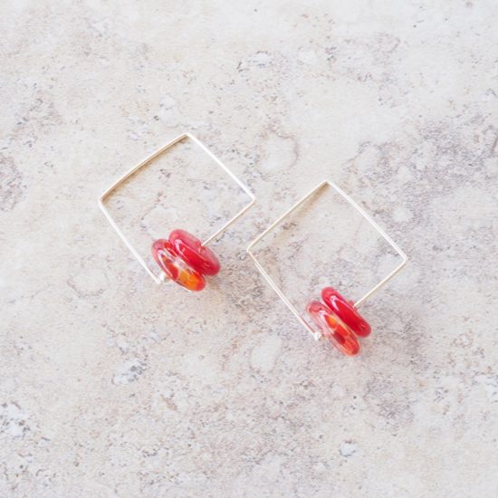 red glass bead earrings