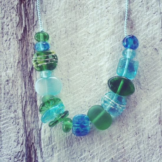 recycled glass necklace 