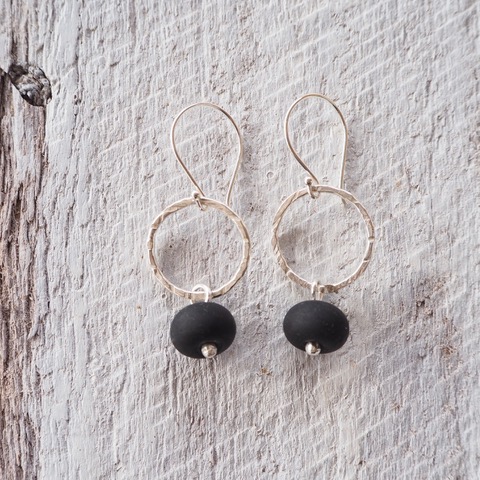 silver and black earrings