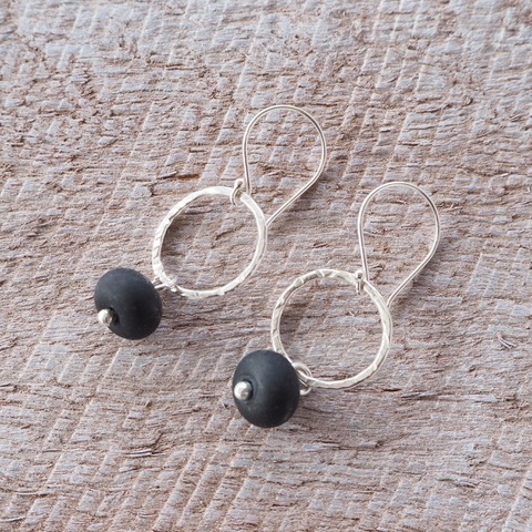 silver and black earrings