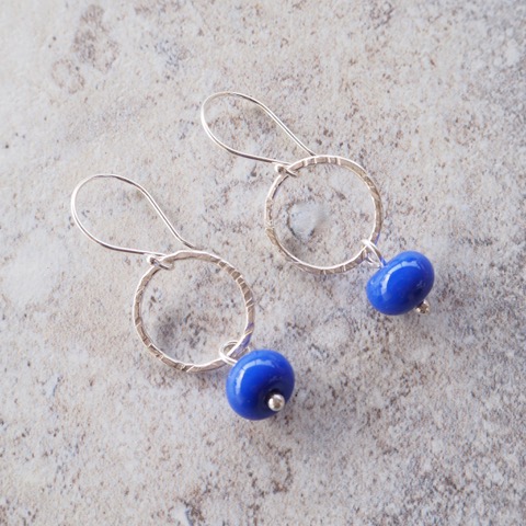 silver and cobalt blue earrings