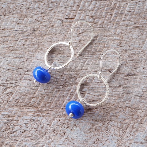 silver and cobalt blue earrings