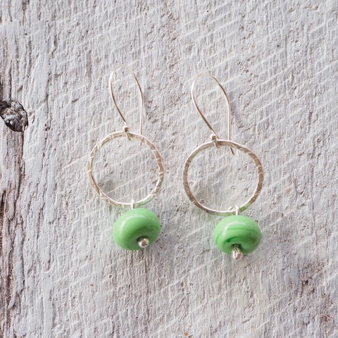 silver and green earrings