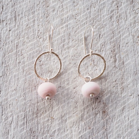pink and silver earrings