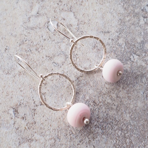 pink glass earrings