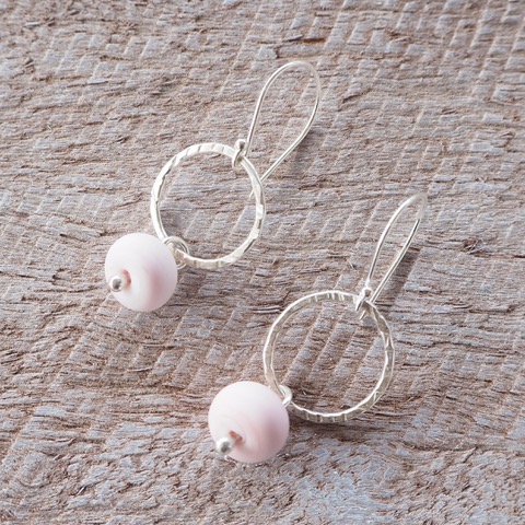 silver and pink earrings