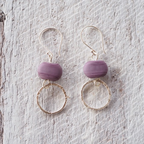 silver and purple earrings