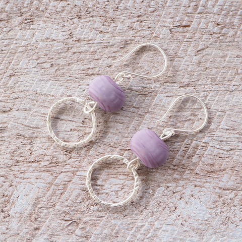 purple and silver earrings