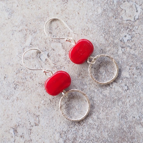 red glass earrings