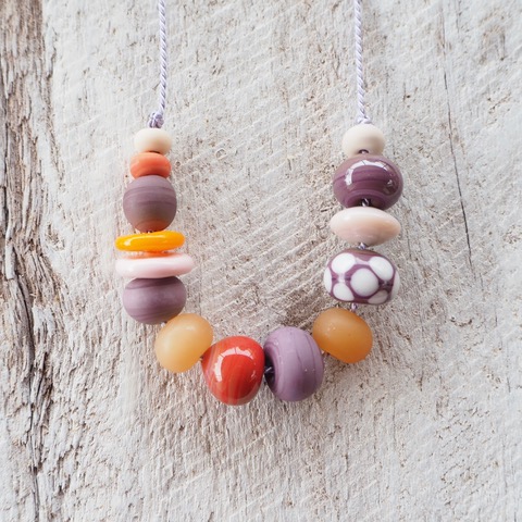 purple handmade glass bead necklace