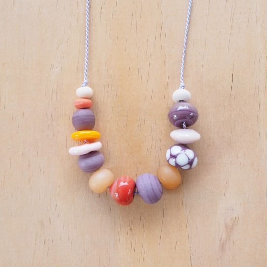 purple handmade glass bead necklace