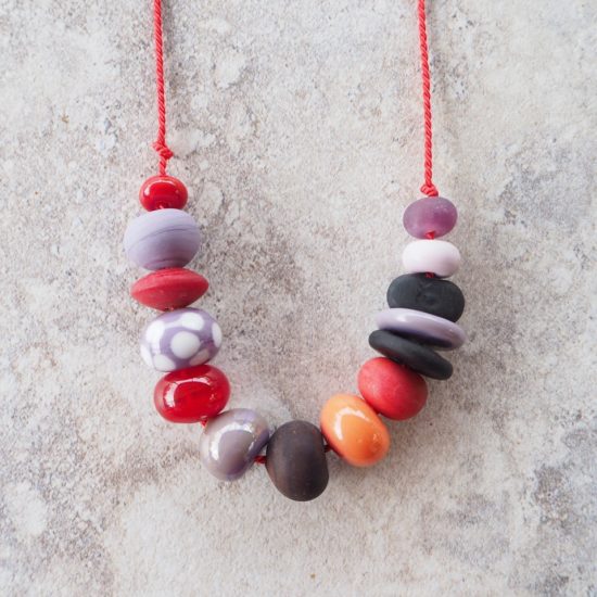 purple handmade glass bead necklace