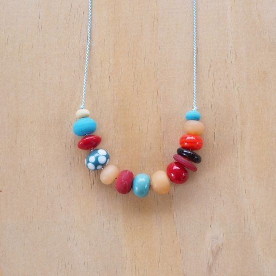 blue handmade glass bead necklace