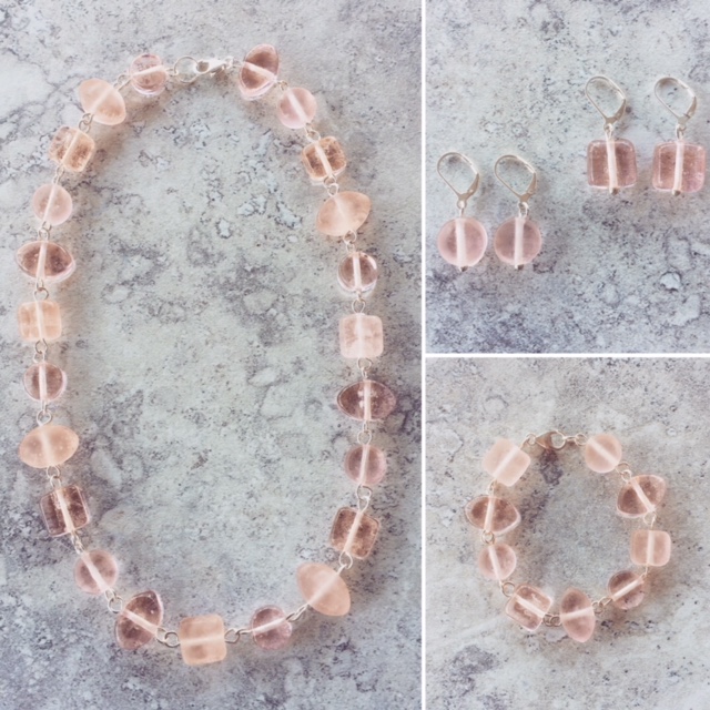 pink depression glass jewellery