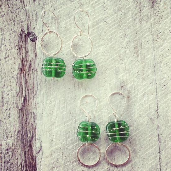 recycled glass earrings