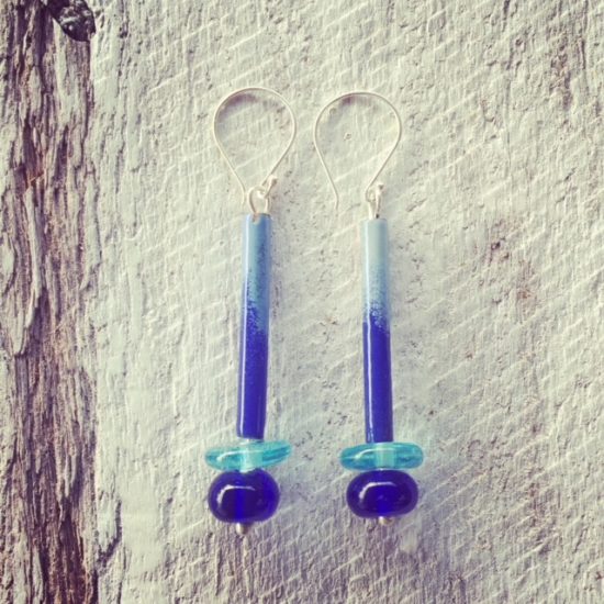 recycled glass bead earrings 