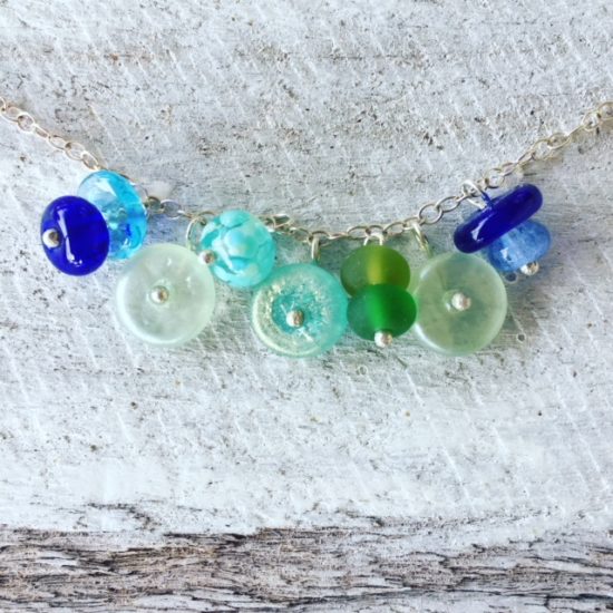 recycled glass charm bracelet 