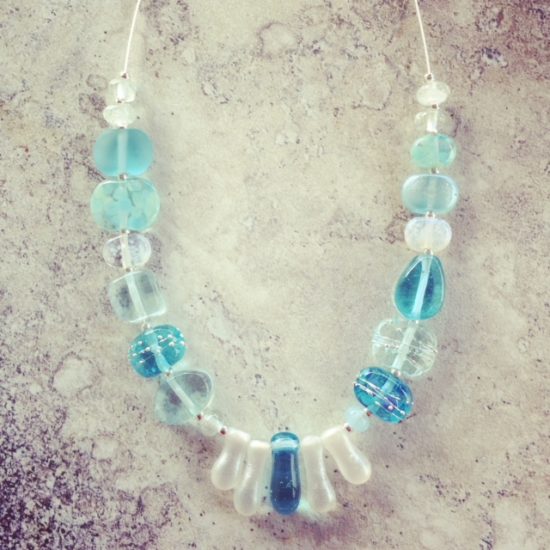 recycled glass bead necklace 