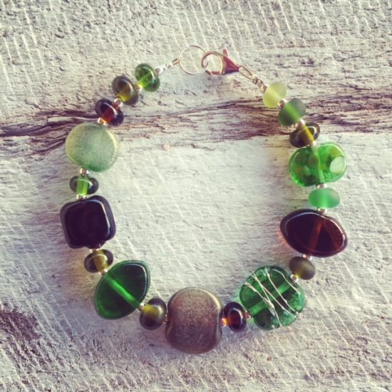 recycled glass bracelet | beads made from wine, beer, champagne and gin bottles 