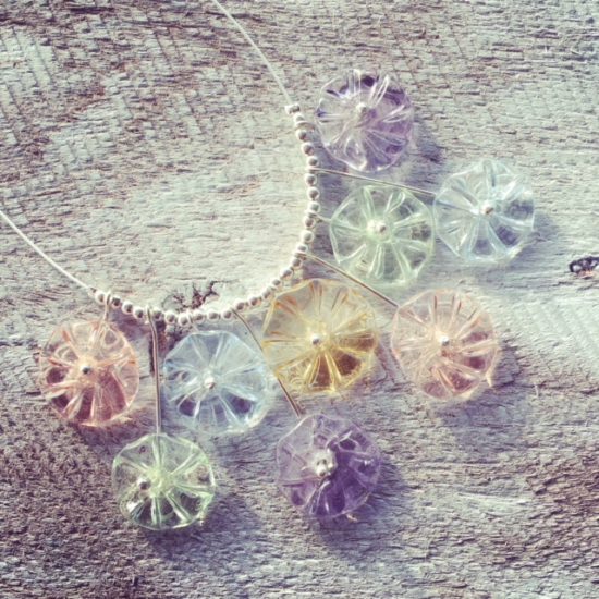 Glass Flower Necklace | handmade recycled glass beads from various coloured glass objects