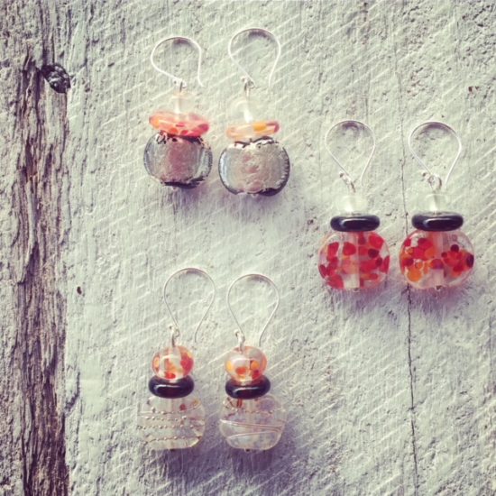 Recycled glass earrings | beads made from Gin and Tonic bottles 