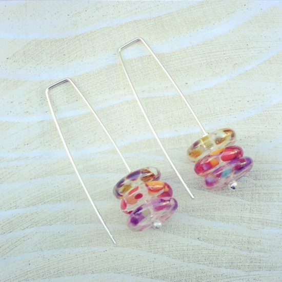 recycled glass earrings | handmade recycled glass beads made from a wine bottle 