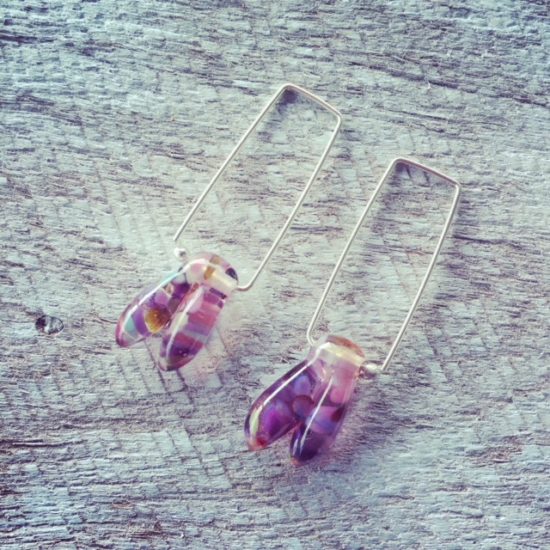 Recycled glass earrings | beads made from a broken window
