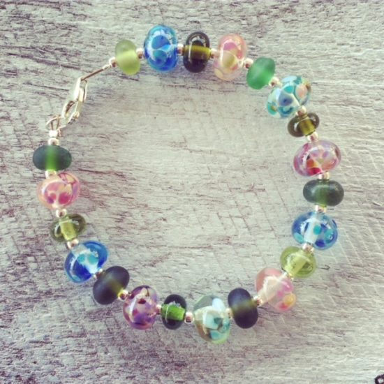 Recycled glass bracelet | beads made from wine bottles from Bethany Wines 